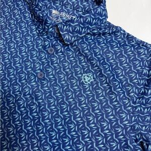 Ariat Tek Heat Series Size Youth Boys M MED. BLUE POLO collared Shirt